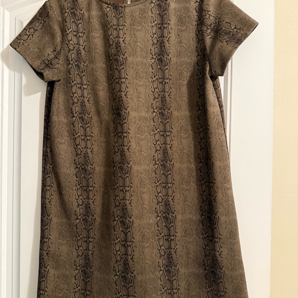 She + Sky Brown Snake Print Shift Dress- WORN ONCE!